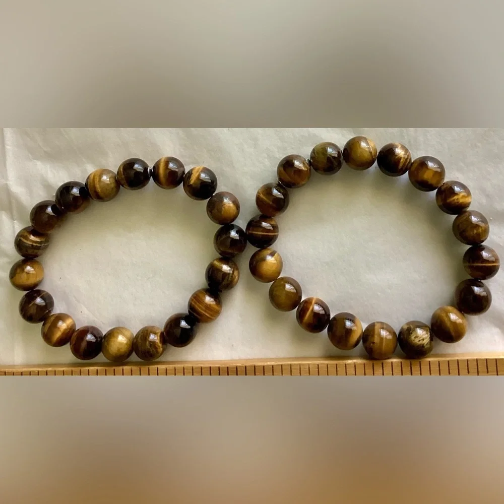 New! Pair Set 2 Large Tiger Eye Bracelets 8.3+ mm